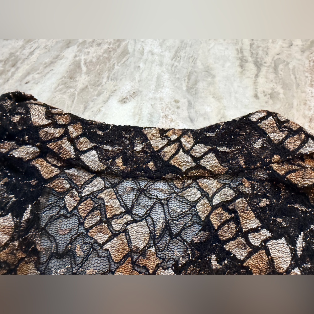 Andria Lieu Black & Gold Lace Top Size M | Dressy Long Sleeve - Picture 9 of 10